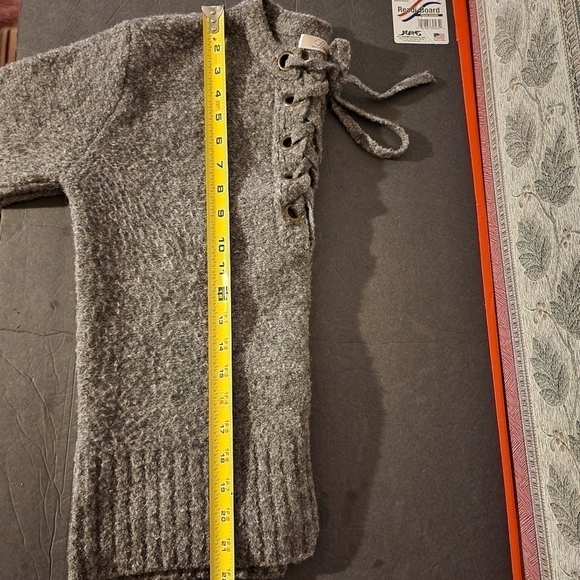 Lovers + Friends Wool Blend Gray Sweater Lace Up Front Womens Size S - Picture 10 of 10
